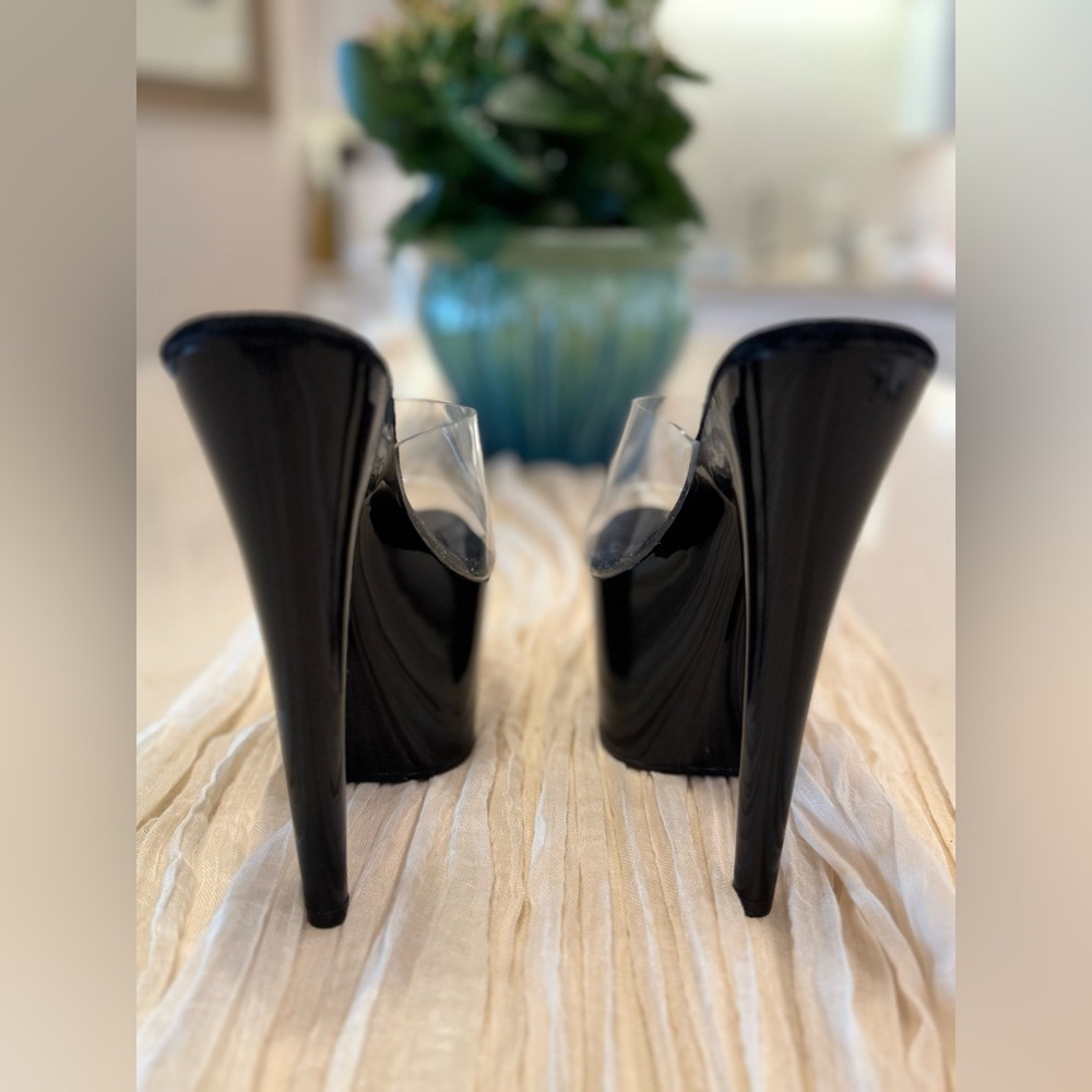 PLEASER | Adore Black and Clear Platform Heels - Picture 8 of 9